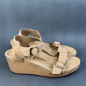 Papillio by Birkenstock Soley Leather Wedge Sandals shoes women size 9 (40)